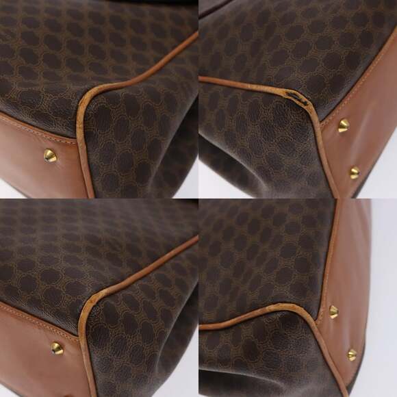 CELINE Macadam Canvas Hand Bag Pvc Leather Brown Gold - Picture 10 of 13